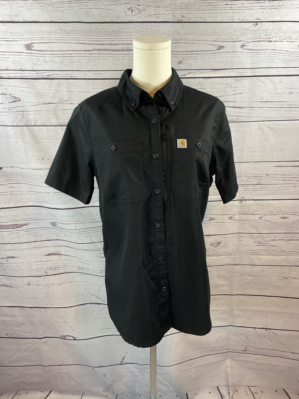 Carhartt Women’s Black Chambray Short Sleeve Button Front Work Shirt M